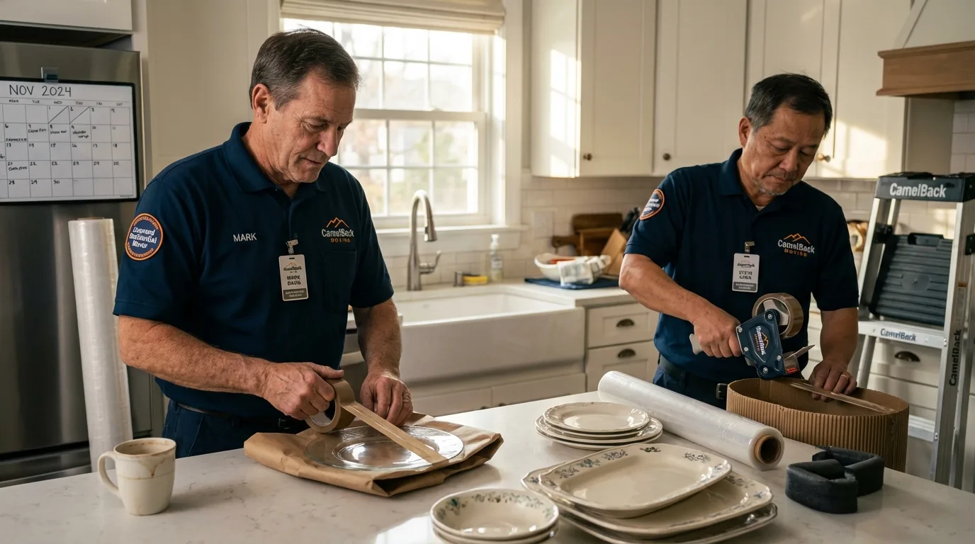 Professional crew packing kitchen dishware in Pulaski, TN